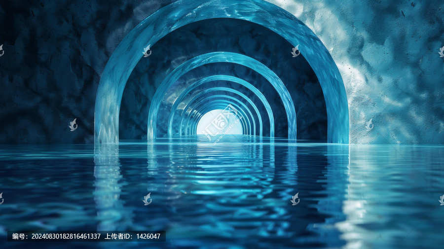 未來科技藍(lán)色隧道
