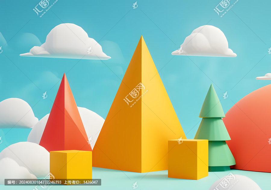 3D,幾何形狀云彩背景抽象