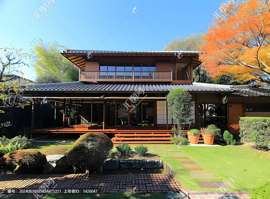 傳統(tǒng)的日式住宅和庭院