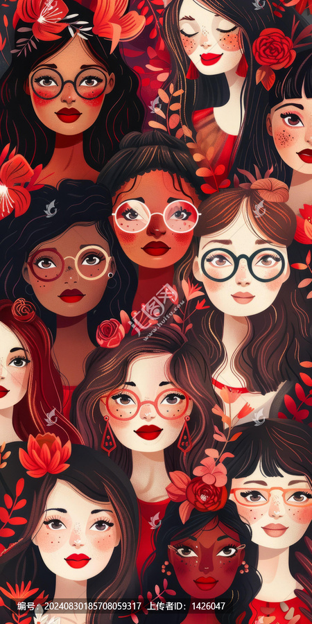 戴眼鏡的女性插畫