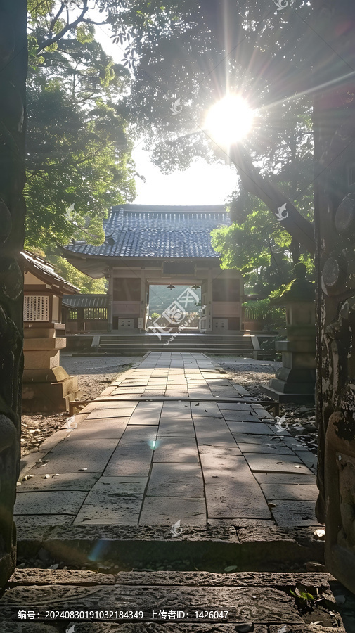 陽光照耀下的日本寺廟