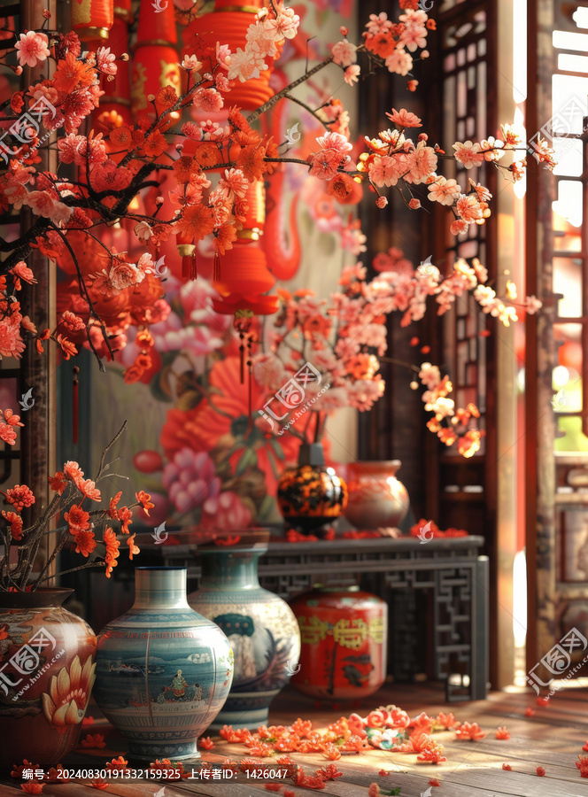 紅彤彤的中國風(fēng)室內(nèi)裝飾