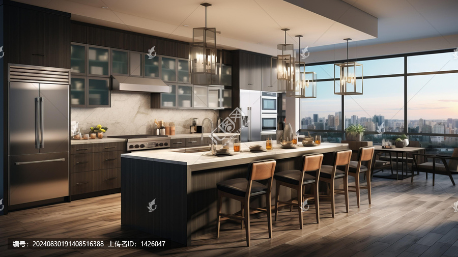 現(xiàn)代廚房一覽城市風(fēng)光