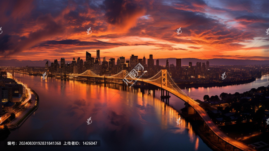 舊金山海灣大橋日落
