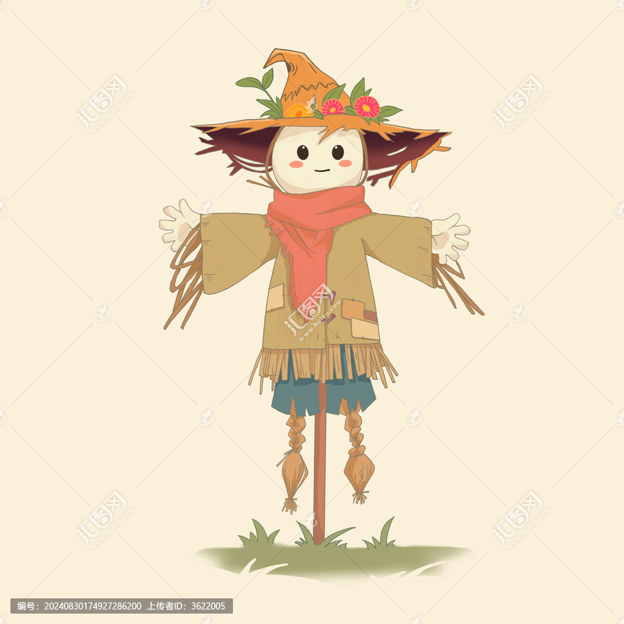 秋天稻草人插畫