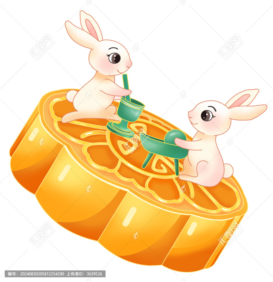 中秋節(jié)在月餅上的玉兔搗藥