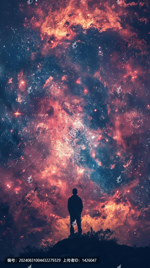 一個人在仰望星空星空浩瀚無比美不勝收