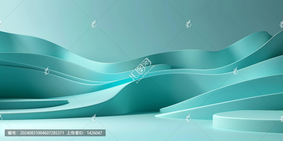 藍(lán)色講臺圓柱體背景墻3D渲染