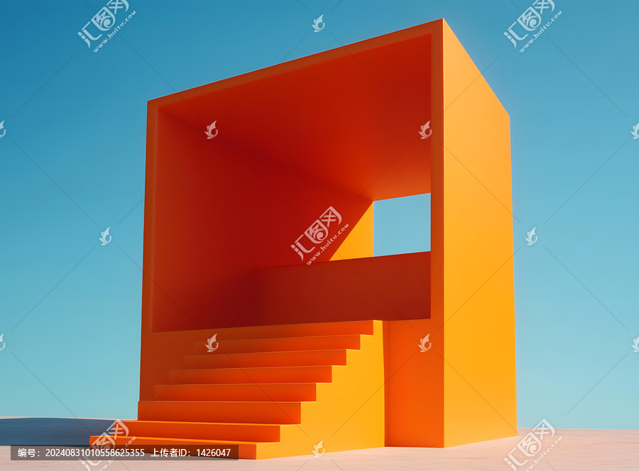 橙色極簡主義建筑抽象背景