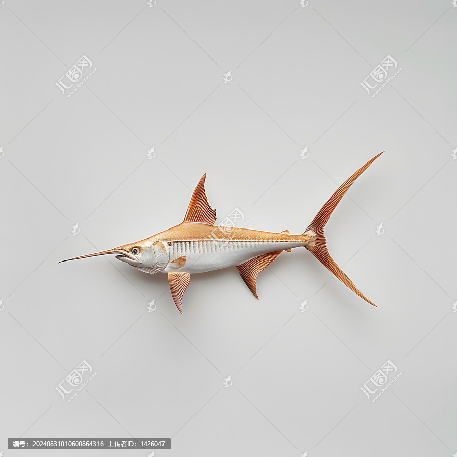 白色背景上的旗魚標(biāo)本