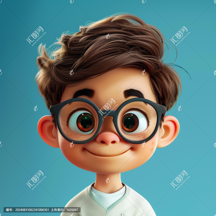戴眼鏡男孩3D