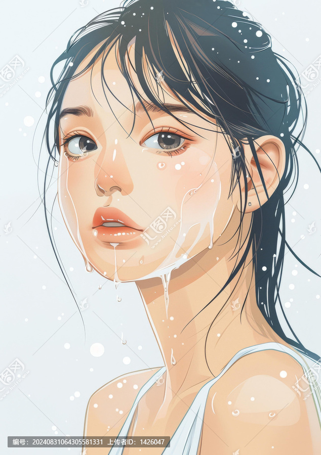 一個(gè)濕著頭發(fā)的白衣女孩