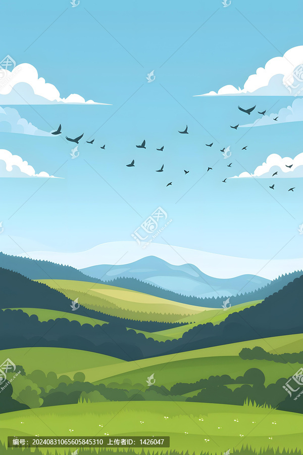綠草如茵的山野風(fēng)景