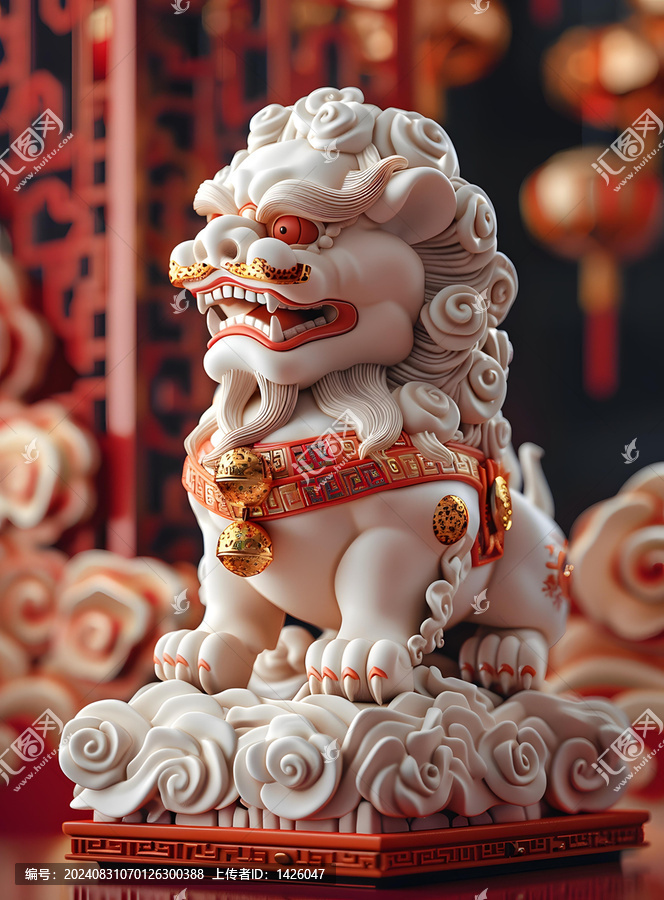 玉雕獅子的AI圖片