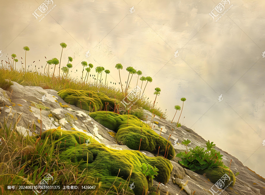 巖石上的綠色苔蘚