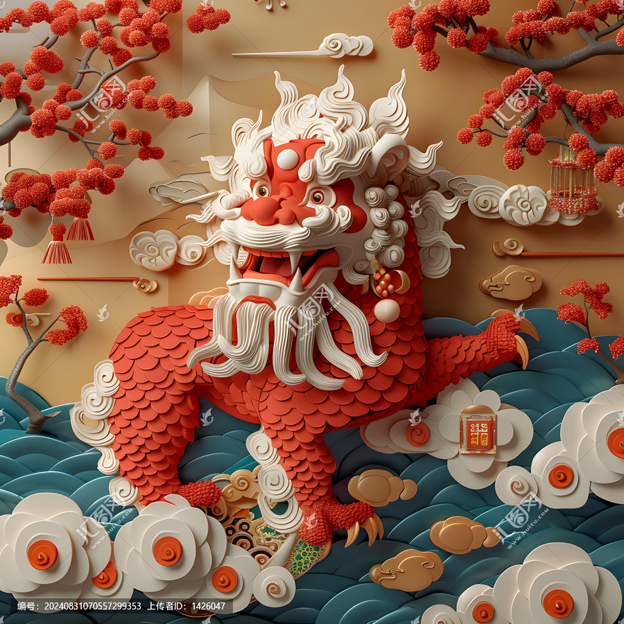 祥獅獻(xiàn)瑞的AI圖片