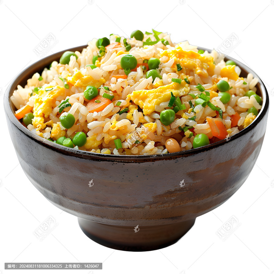 [免摳素材]一碗米飯、豌豆、胡蘿卜和雞蛋炒飯