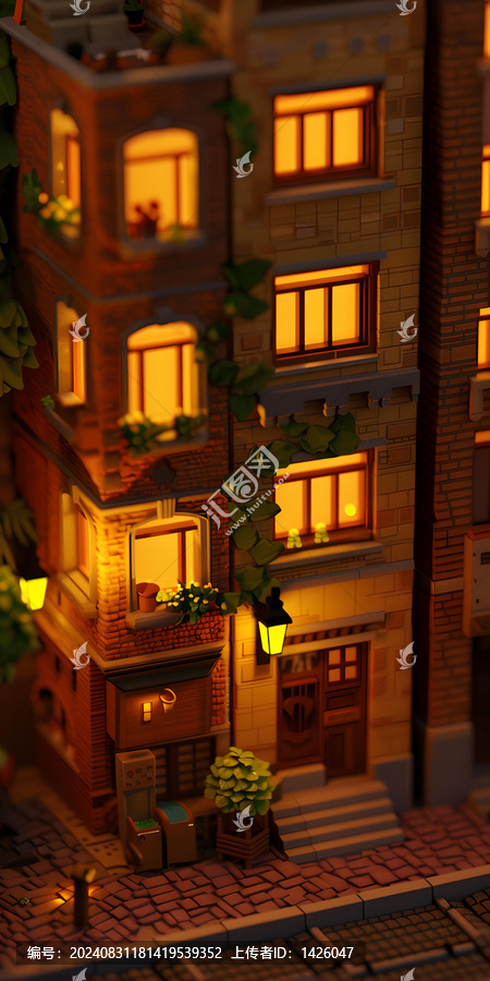 夜晚街景：歐洲風(fēng)格的微縮建筑模型