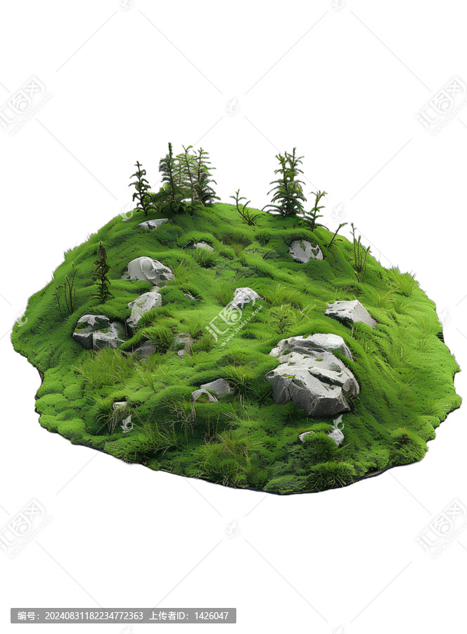 [免摳素材]青苔覆蓋的丘陵