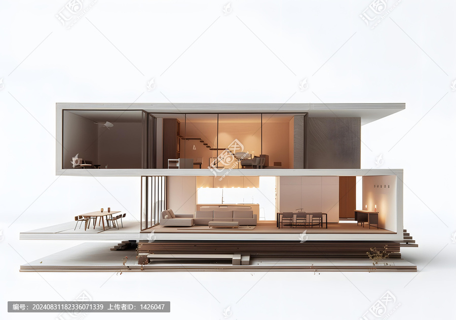 現(xiàn)代極簡主義室內(nèi)設(shè)計(jì)房屋模型
