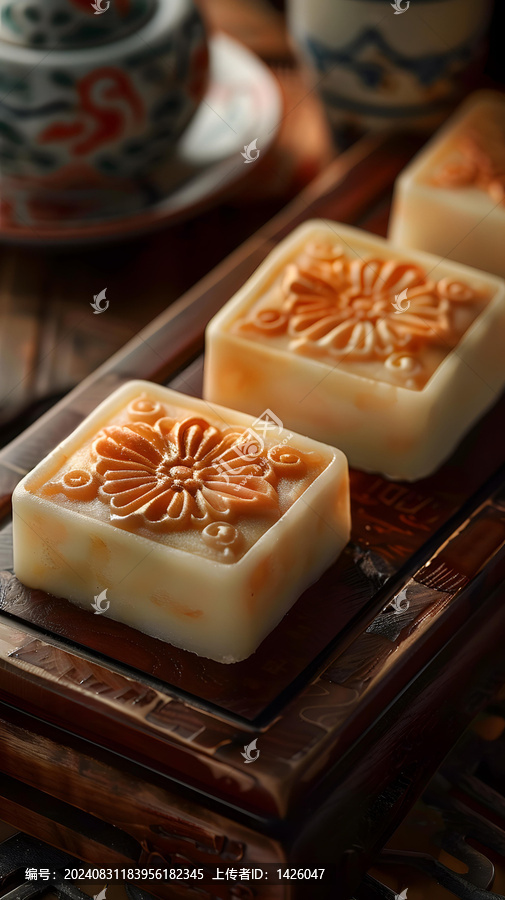 傳統(tǒng)中式糕點(diǎn)花紋圖案特寫