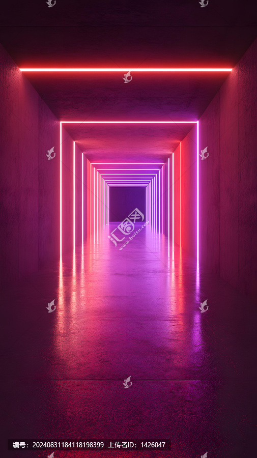 霓虹燈走廊抽象背景