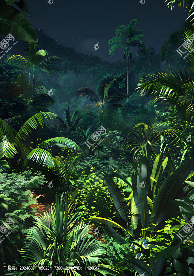 熱帶雨林夜晚景觀
