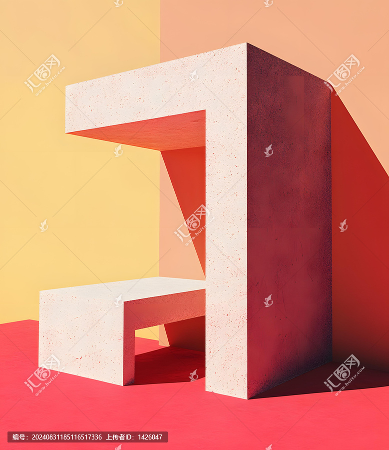 極簡幾何形狀的混凝土建筑，鮮艷的顏色