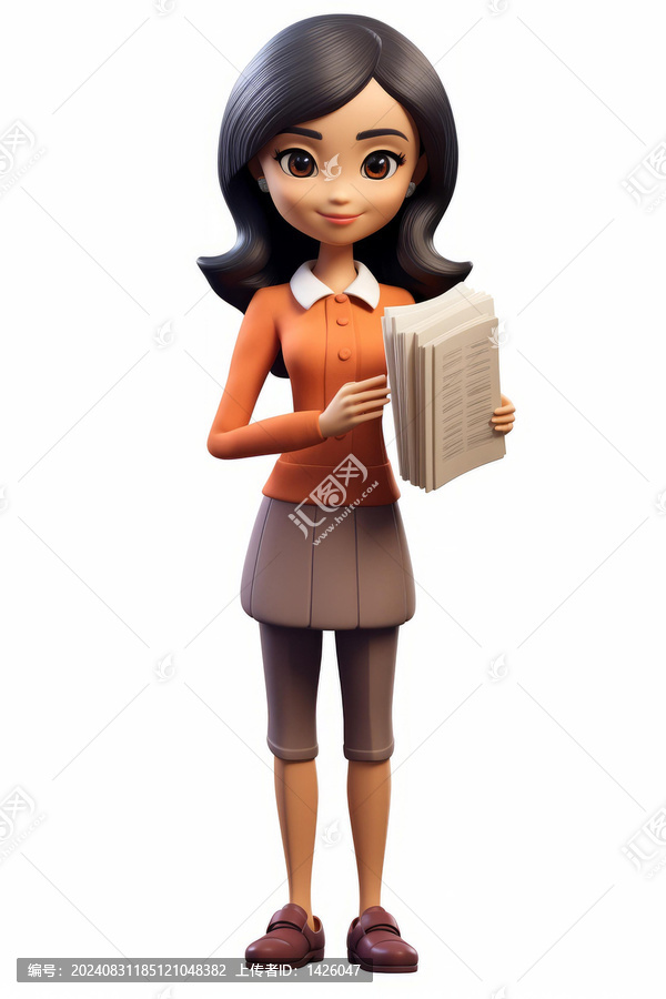 一個(gè)拿著文件的年輕女人的插圖