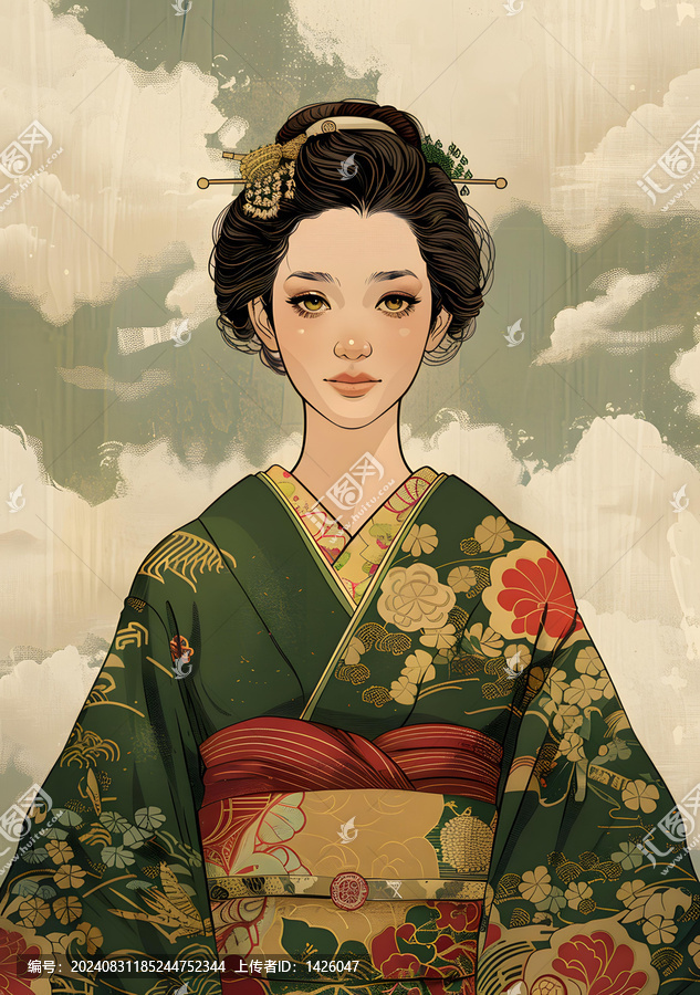 身穿傳統(tǒng)和服的日本女性肖像