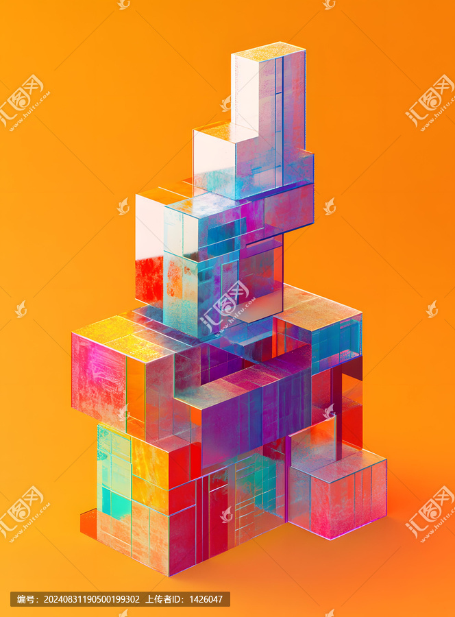 抽象幾何圖形3D渲染