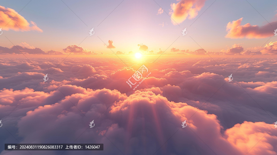 粉色的早晨云海