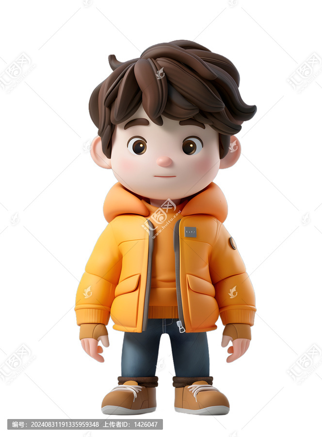 [免摳素材]3D卡通男孩穿著冬裝