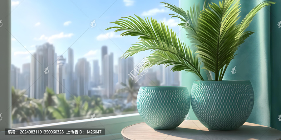 窗邊綠植盆栽景觀