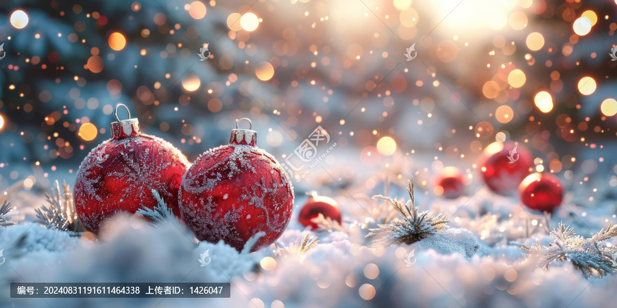 雪中圣誕球
