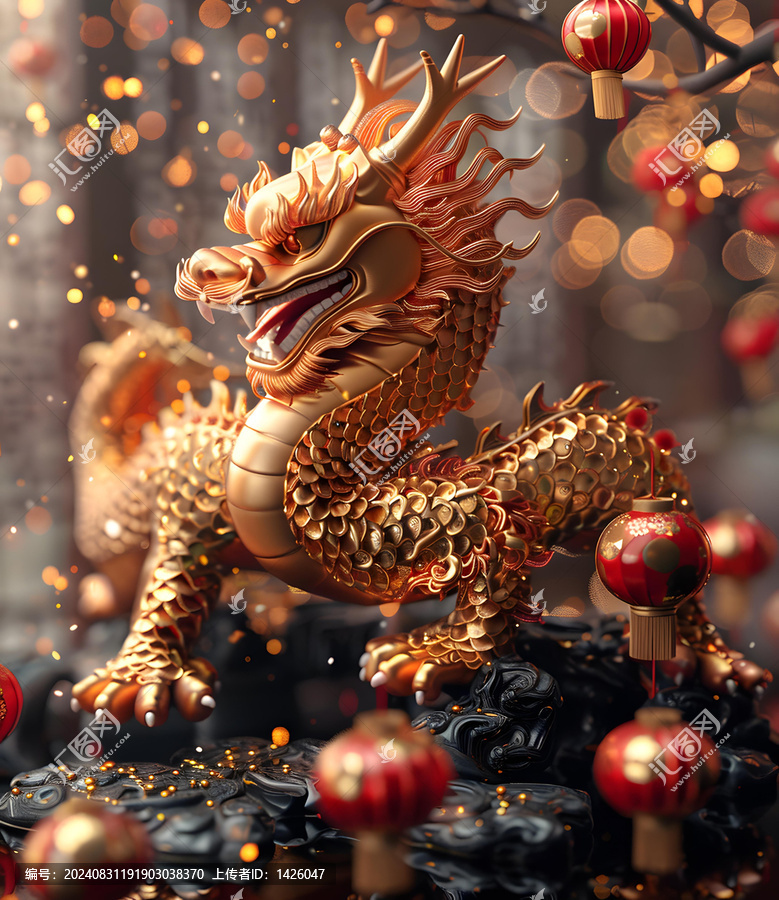金龍戲珠的AI圖片
