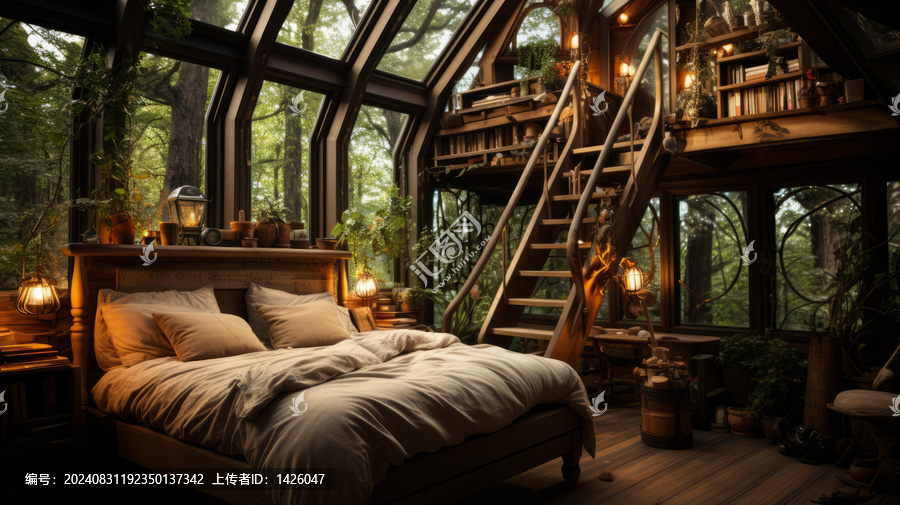 森林小屋舒適臥室