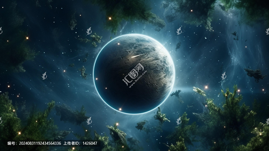 一顆被綠色植物包圍的行星