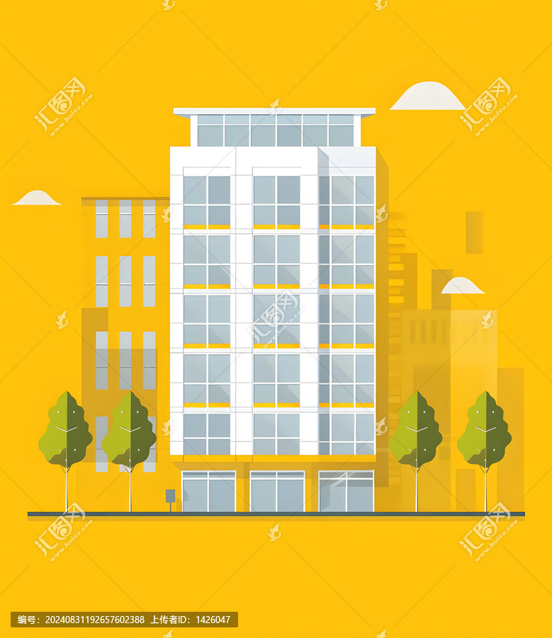 扁平化建筑黃色背景