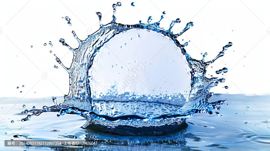 水花四濺中間有一個大水泡