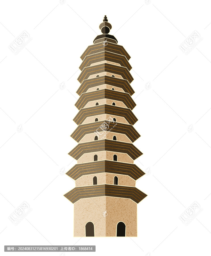 山西建筑普救寺插畫
