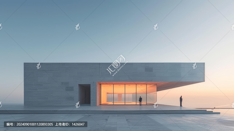 現(xiàn)代建筑前的兩個(gè)人