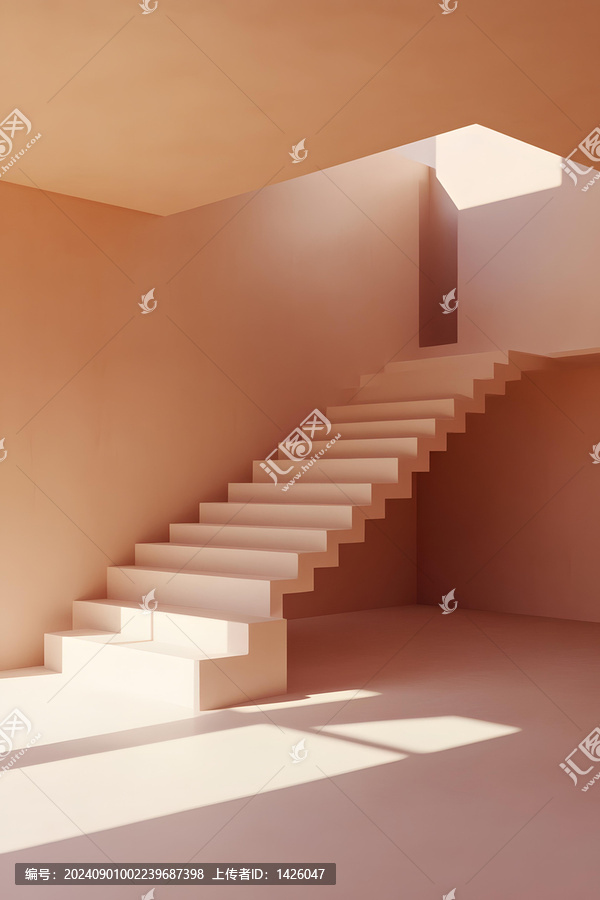 簡約現(xiàn)代建筑樓梯間光影效果