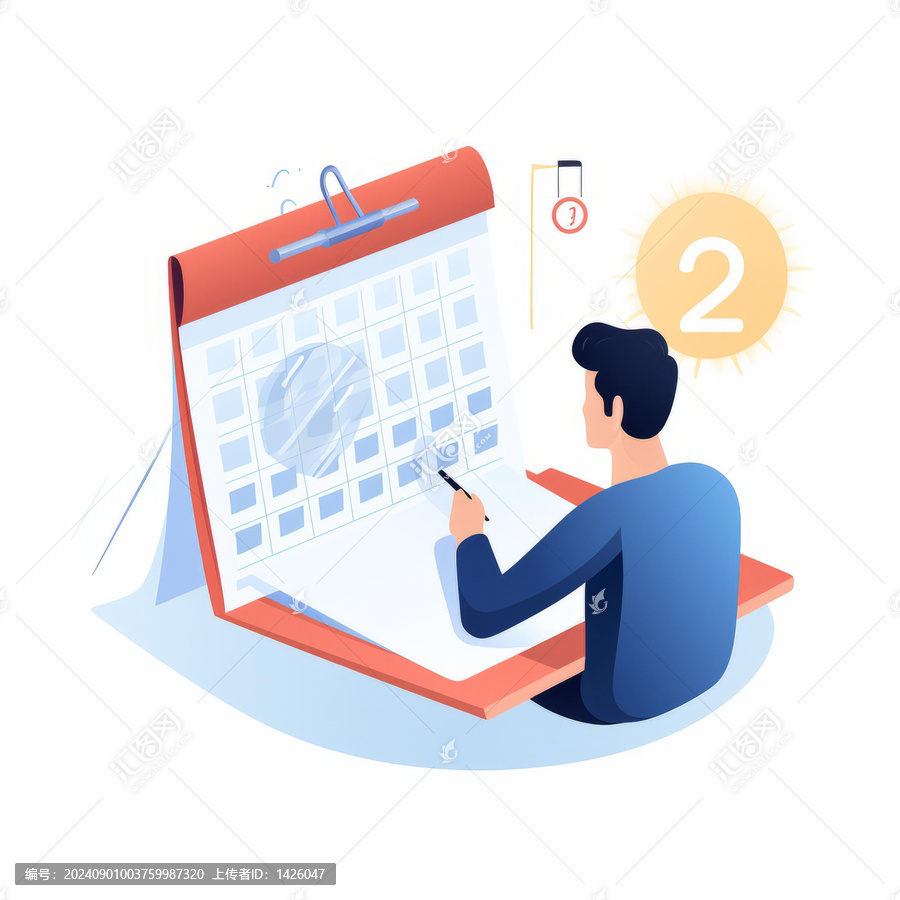 一個人坐在辦公桌前計劃日程