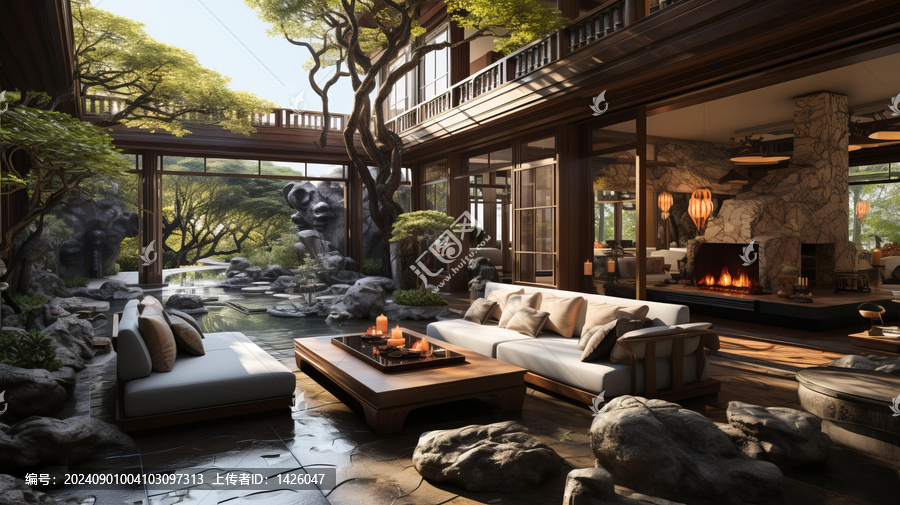 自然元素庭院住宅