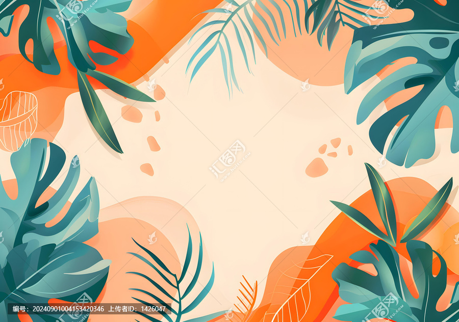 熱帶葉子抽象形狀背景