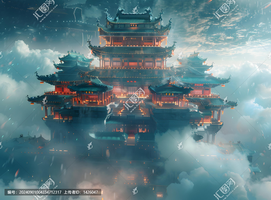 云層之上的中國(guó)古代宮殿