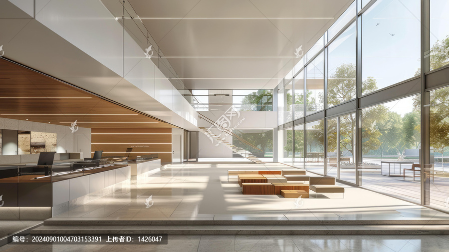 現(xiàn)代辦公大廳寬敞明亮采光棒