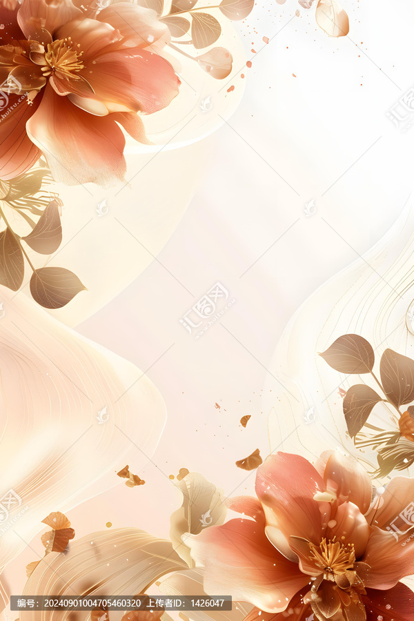 金色花瓣抽象花卉背景