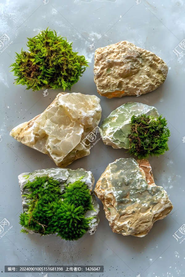 裝飾用的綠色苔蘚石頭